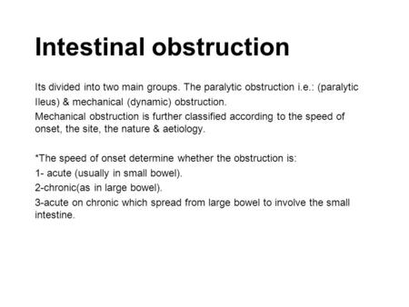 Intestinal obstruction