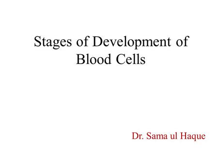 Stages of Development of Blood Cells