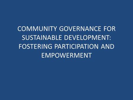 Local Government & Community Participation