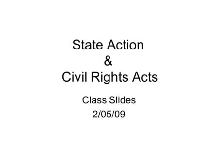 State Action & Civil Rights Acts Class Slides 2/05/09.