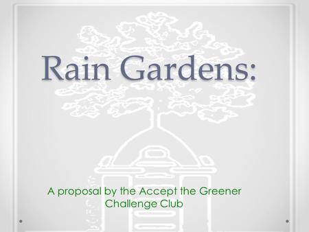 Rain Gardens: A proposal by the Accept the Greener Challenge Club.