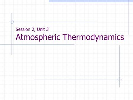 Session 2, Unit 3 Atmospheric Thermodynamics