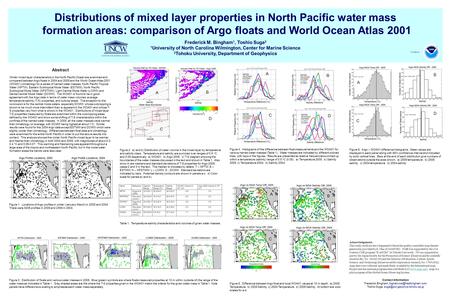 Distributions of mixed layer properties in North Pacific water mass formation areas: comparison of Argo floats and World Ocean Atlas 2001 Frederick M.