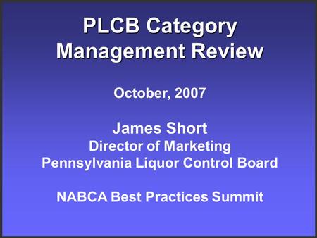 PLCB Category Management Review