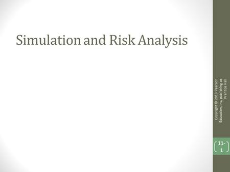 Simulation and Risk Analysis