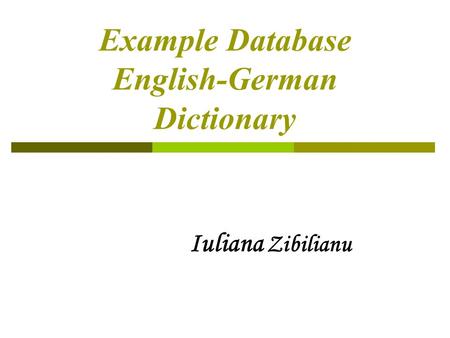 Example Database English-German Dictionary