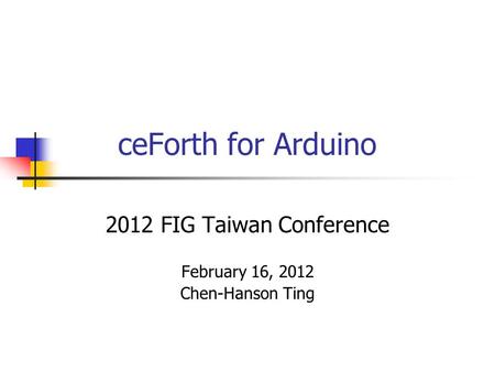 2012 FIG Taiwan Conference February 16, 2012 Chen-Hanson Ting