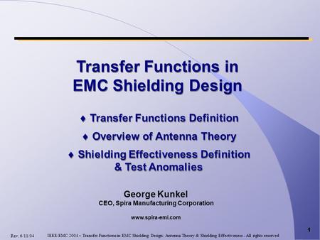 Transfer Functions in EMC Shielding Design