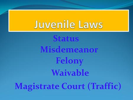 Juvenile Laws Status Misdemeanor Felony Waivable