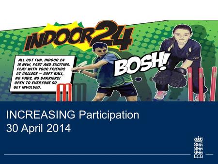 INCREASING Participation 30 April 2014. 2 ECB Grassroots Cricket Report Learning Objectives The basic offer for cricket is within FE. The content and.