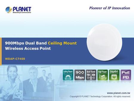 900Mbps Dual Band Ceiling Mount Wireless Access Point WDAP-C7400.