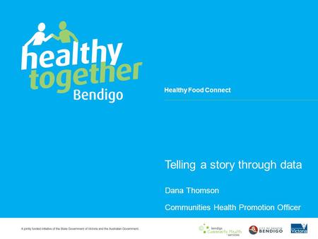 Healthy Food Connect Telling a story through data Dana Thomson Communities Health Promotion Officer.