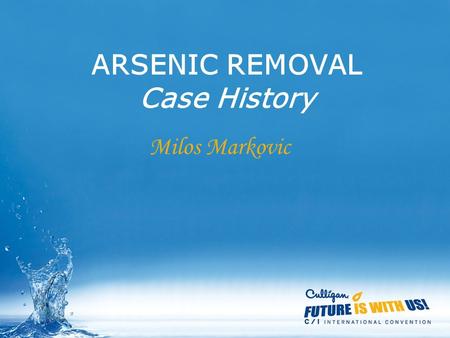 ARSENIC REMOVAL Case History Milos Markovic. Arsenic removal 35000 m3/day Plant in Subotica-SERBIA.