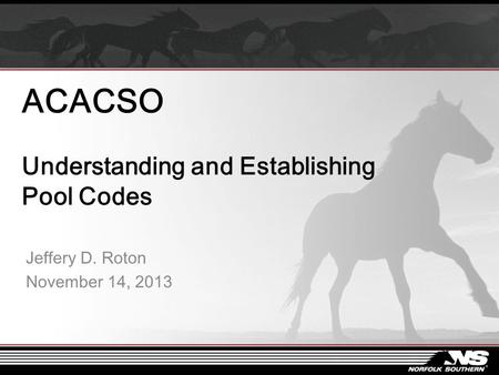 ACACSO Understanding and Establishing Pool Codes Jeffery D. Roton November 14, 2013.