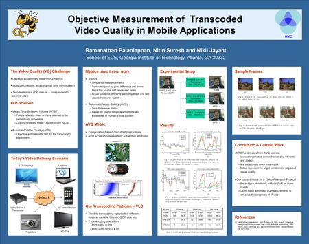 References [1] Ramanathan Palaniappan, Nitin Suresh and Nikil Jayant, “Objective measurement of transcoded video quality in mobile applications”,IEEE MoVID.