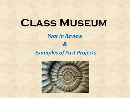Class Museum Year in Review & Examples of Past Projects.