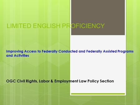 LIMITED ENGLISH PROFICIENCY