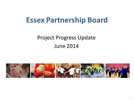 Essex Partnership Board Project Progress Update June 2014 1.