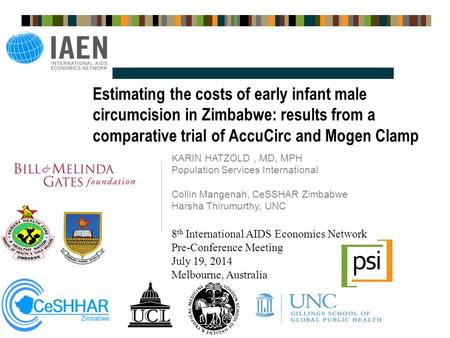 Estimating the costs of early infant male circumcision in Zimbabwe: results from a comparative trial of AccuCirc and Mogen Clamp Karin HAtzOld , MD, MPH.