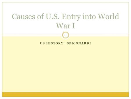 US HISTORY: SPICONARDI Causes of U.S. Entry into World War I.