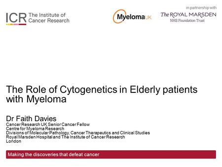 The Role of Cytogenetics in Elderly patients  with Myeloma
