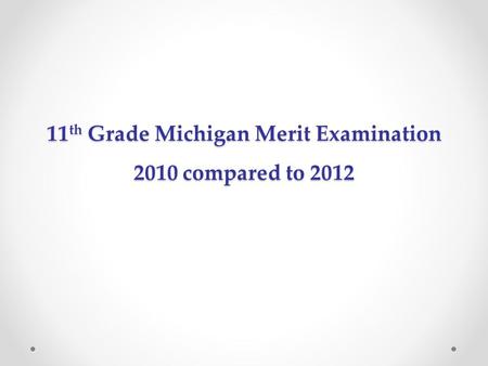 11 th Grade Michigan Merit Examination 2010 compared to 2012.