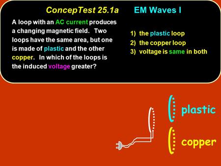 plastic copper ConcepTest 25.1a EM Waves I