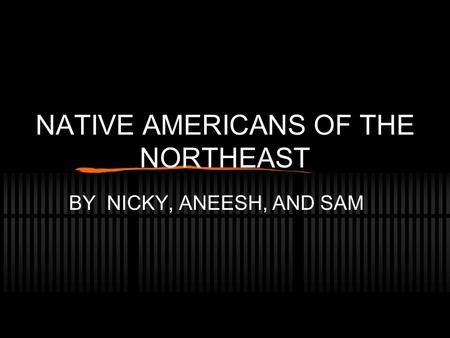 NATIVE AMERICANS OF THE NORTHEAST
