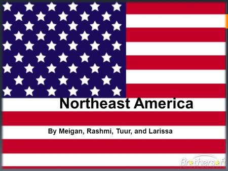 Northeast America By Meigan, Rashmi, Tuur, and Larissa.