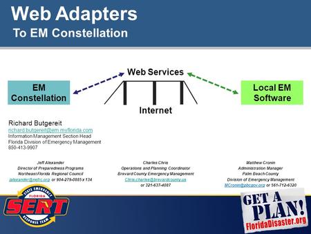 1 Web Adapters Richard Butgereit Information Management Section Head Florida Division of Emergency Management 850-413-9907.