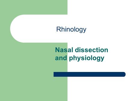 Nasal dissection and physiology