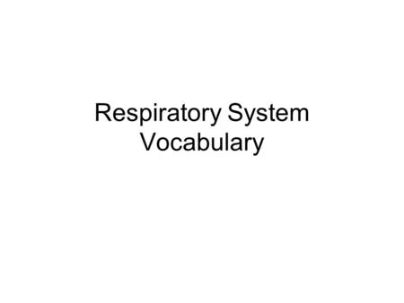 Respiratory System Vocabulary