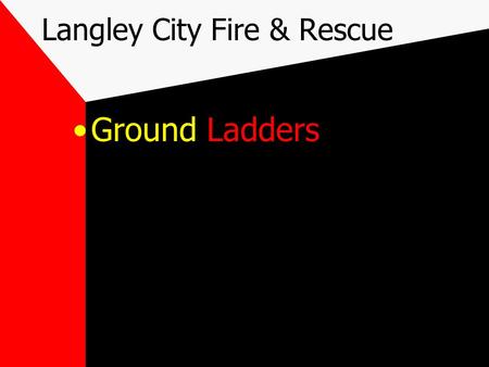 Langley City Fire & Rescue Ground Ladders. Objectives Meet the standards for Firefighter I as outlined in Chapter 3 NFPA 1001, 1997 Candidates be able.