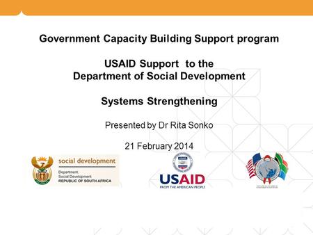 Government Capacity Building Support program USAID Support to the