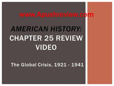 American History: Chapter 25 Review Video