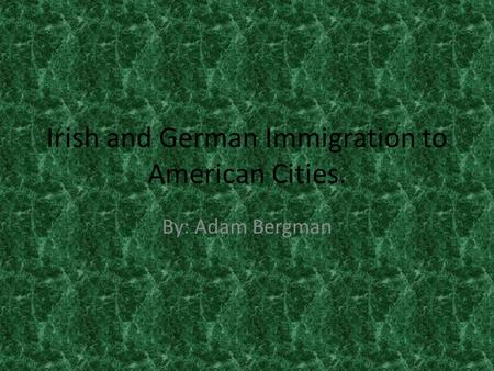 Irish and German Immigration to American Cities. By: Adam Bergman.