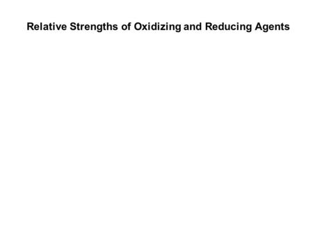 Relative Strengths of Oxidizing and Reducing Agents.