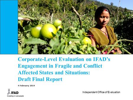 Corporate-Level Evaluation on IFAD’s Engagement in Fragile and Conflict Affected States and Situations: Draft Final Report 4 February 2014.