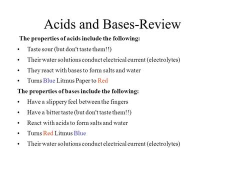 Acids and Bases-Review