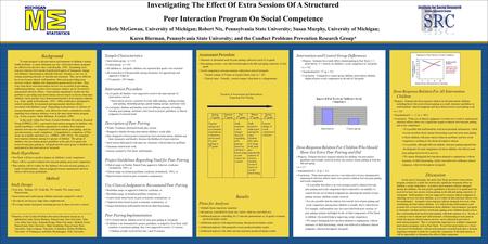 Investigating The Effect Of Extra Sessions Of A Structured Peer Interaction Program On Social Competence Herle McGowan, University of Michigan; Robert.