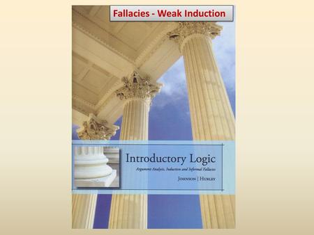 Fallacies - Weak Induction. Homework Review: Fallacies » pp. 103-105, §4.1 “Fallacies in General” » pp. 121-131, §4.3 “Fallacies of Weak Induction” Inductive.