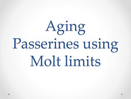 Aging Passerines using Molt limits