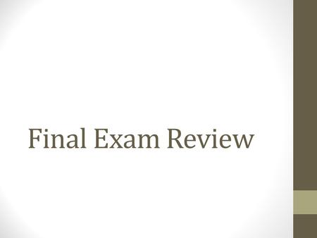 Final Exam Review. Data Mining and Data Analytics Techniques Explain the three data analytics techniques we covered in the course Decision Trees, Clustering,