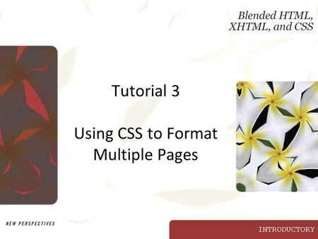 INTRODUCTORY Tutorial 3 Using CSS to Format Multiple Pages.