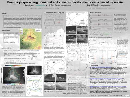Boundary-layer energy transport and cumulus development over a heated mountain Bart Geerts & J. Cory Demko Joseph Zehnder.
