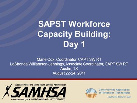 SAPST Workforce Capacity Building: Day 1