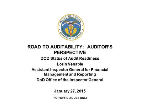 ROAD TO AUDITABILITY: AUDITOR’S PERSPECTIVE