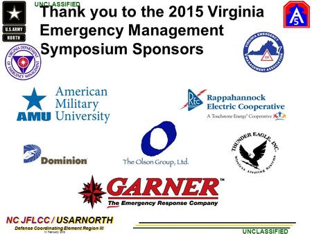 Thank you to the 2015 Virginia Emergency Management Symposium Sponsors