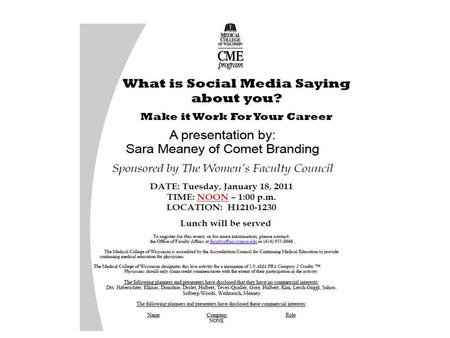 WHAT IS SOCIAL MEDIA SAYING ABOUT YOU? MAKE IT WORK FOR YOUR CAREER SARA MEANEY PARTNER, VICE PRESIDENT COMET BRANDING – HANSON DODGE CREATIVE.