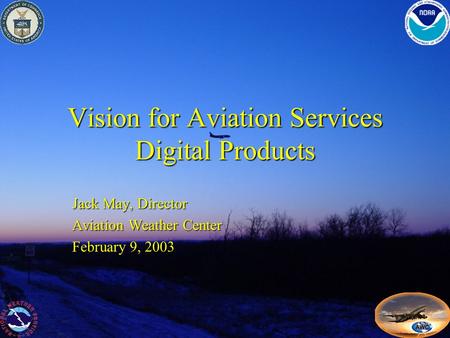 Vision for Aviation Services Digital Products Jack May, Director Aviation Weather Center February 9, 2003.